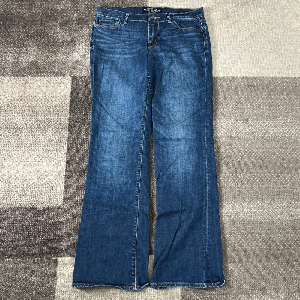 Lucky Brand Sweet N Low Bootcut Jeans Womens 10/30 Dark Wash Distressed‎ Boho